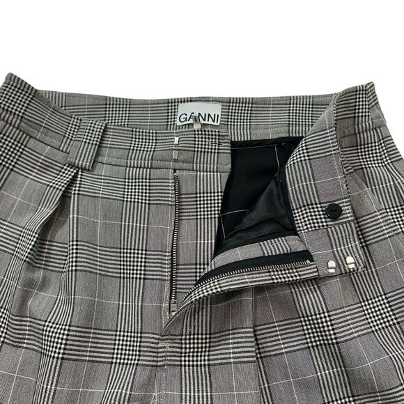 Ganni Check Plaid Phantom Suiting Pleated Window Pane Academia Trouser Pant 8/10 - Picture 3 of 14
